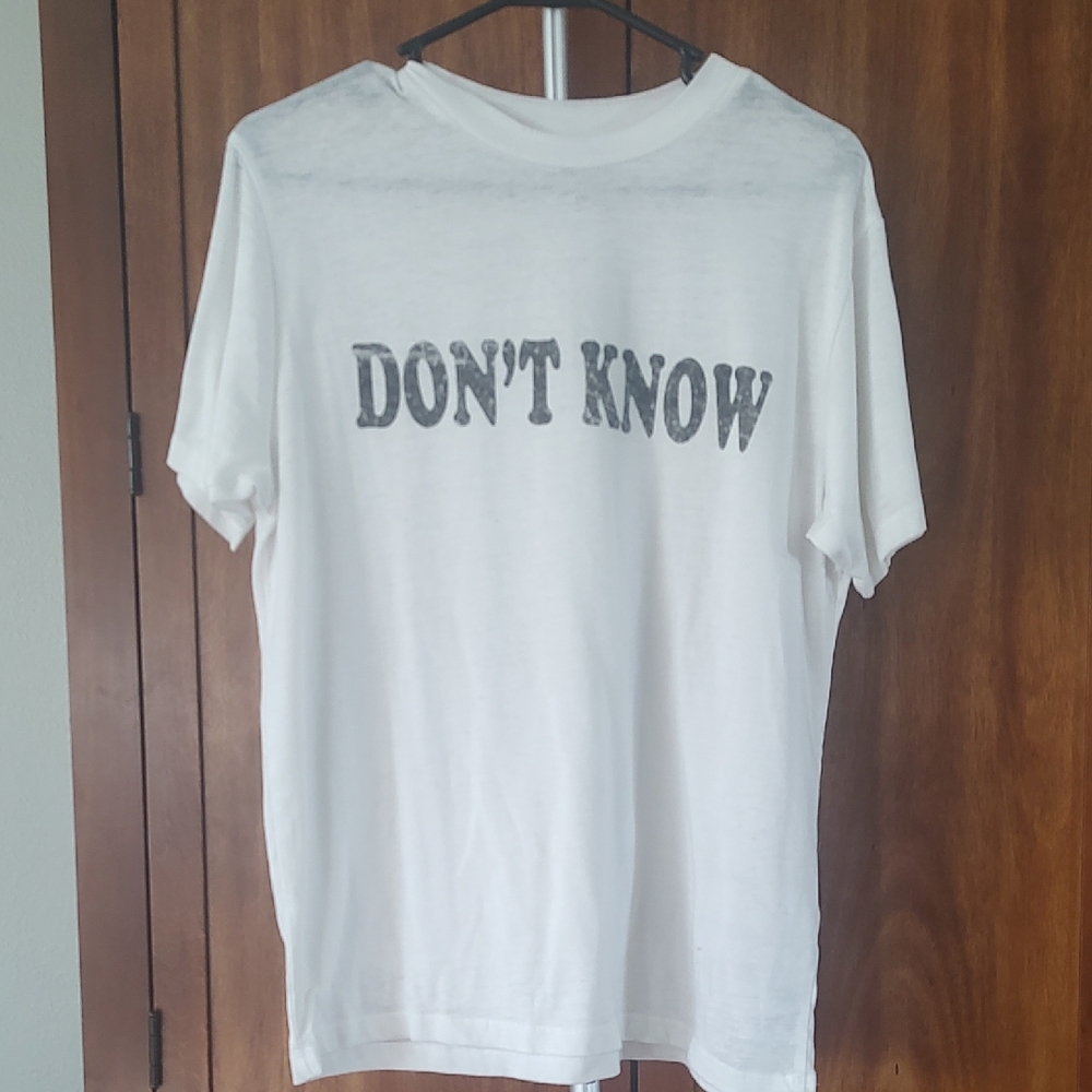 White T-shirt With Sayings On Front And Back